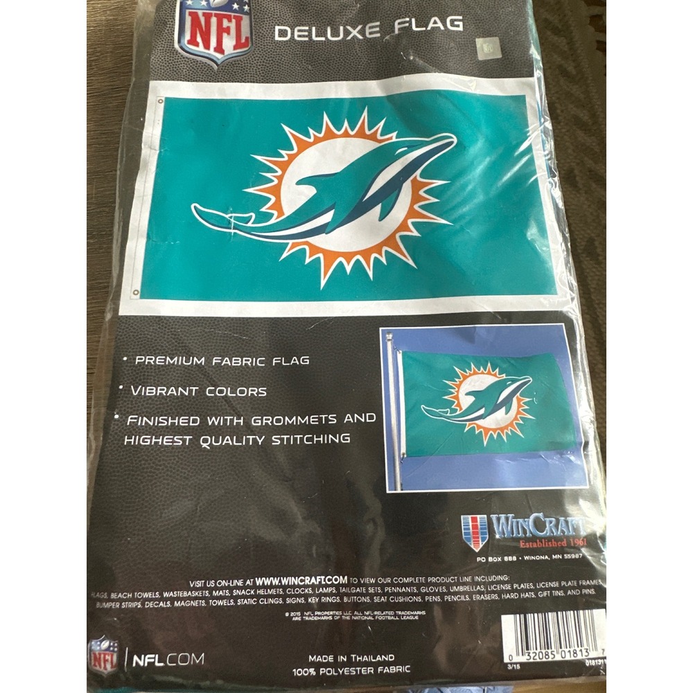 WinCraft Miami Dolphins NFL Deluxe Flag 3x5 Grommet Banner 01813115